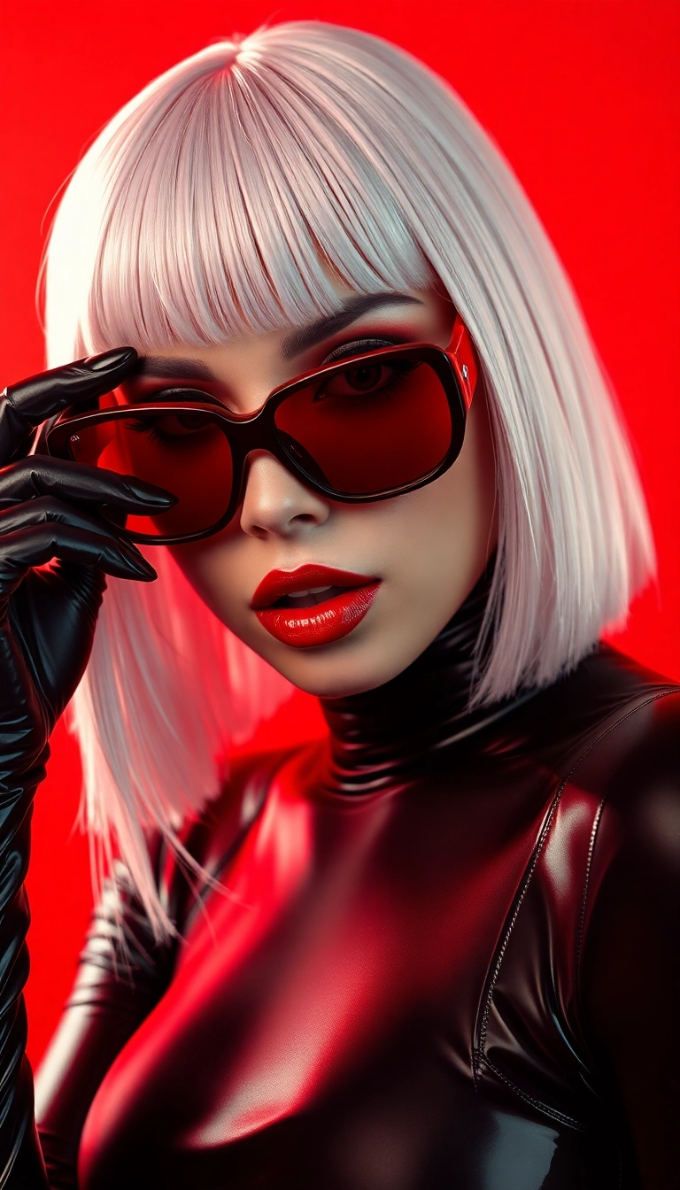 Best Y2K Woman Fashion Model in Black and Red Phone Aesthetic Wallpaper